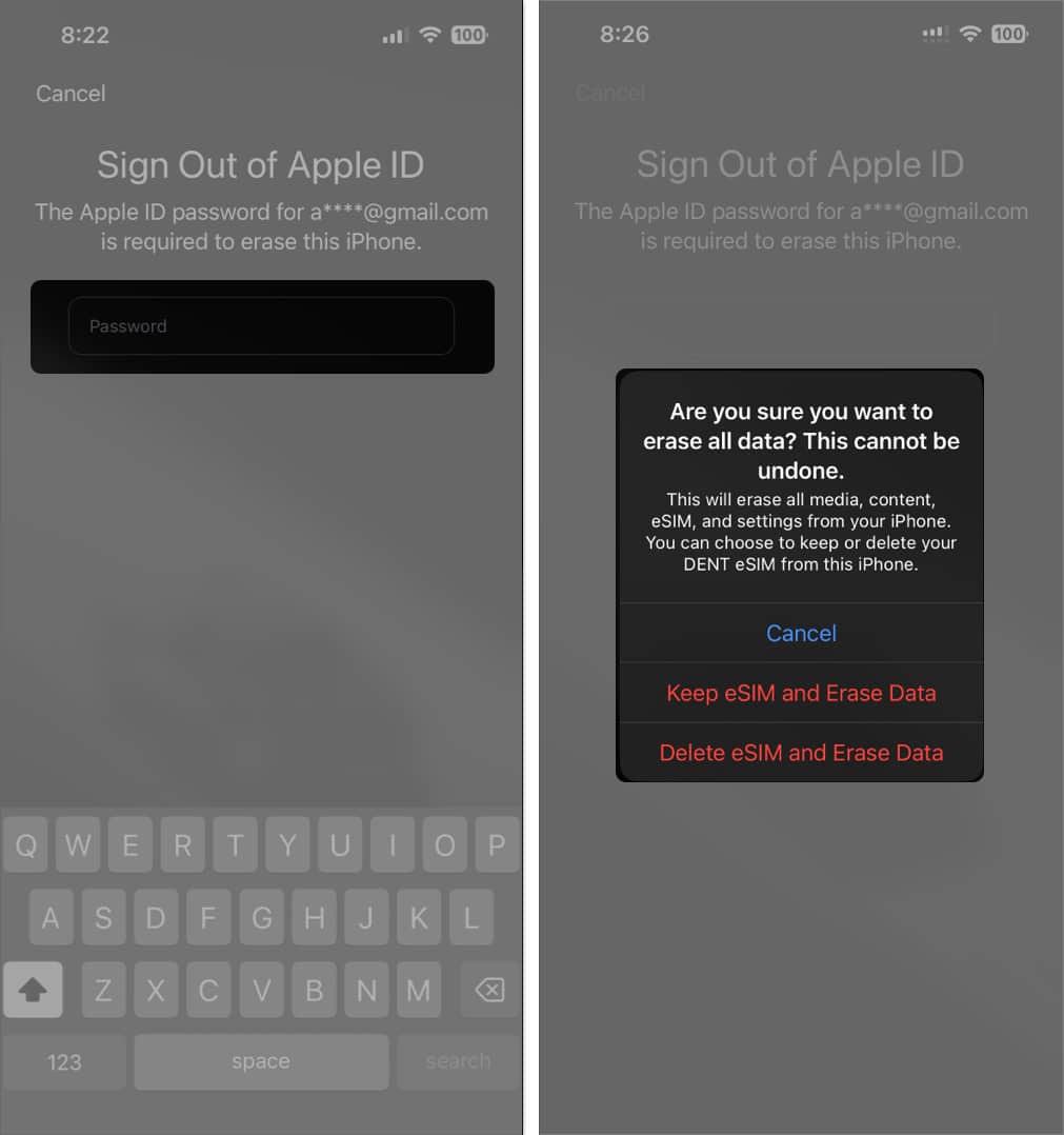 Enter Apple ID password to Start iPhone Reset