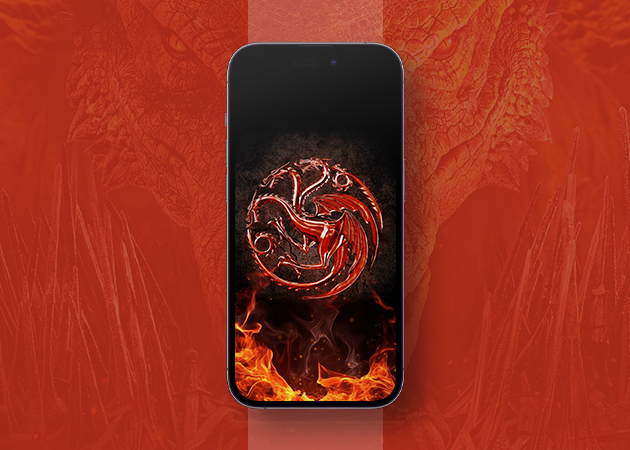 Fiery House of the Dragon logo iPhone wallpaper