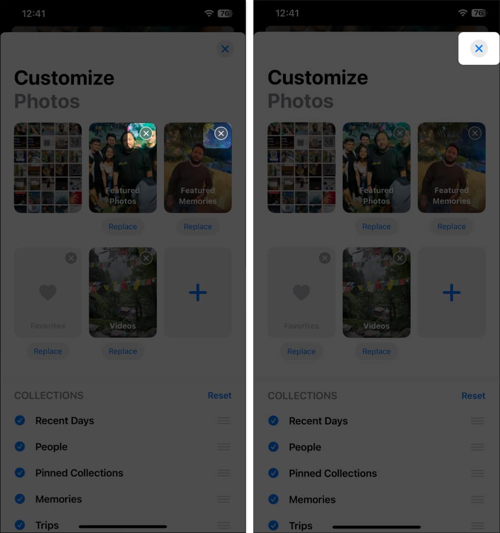 Remove collections from Photos app on iPhone
