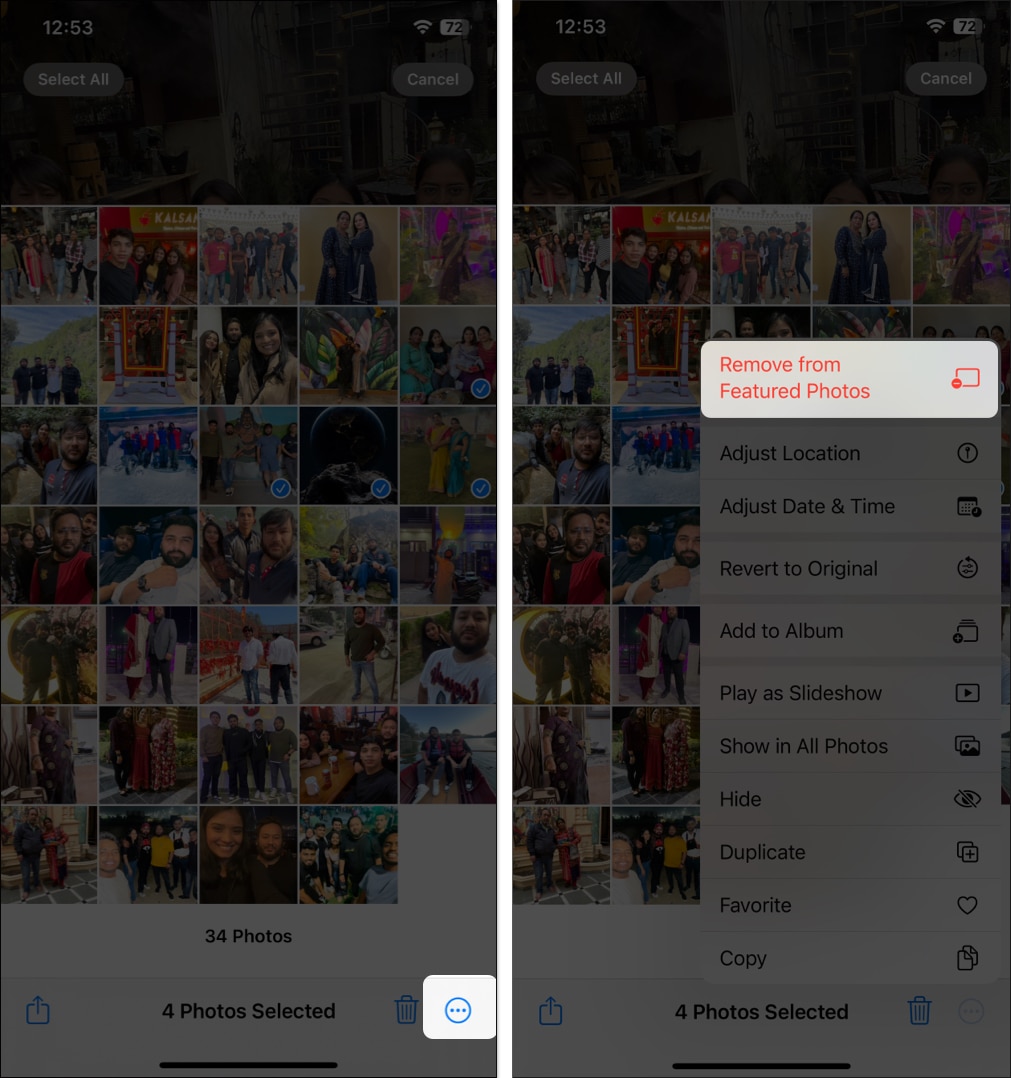 Remove photos from Featured Photos on iPhone