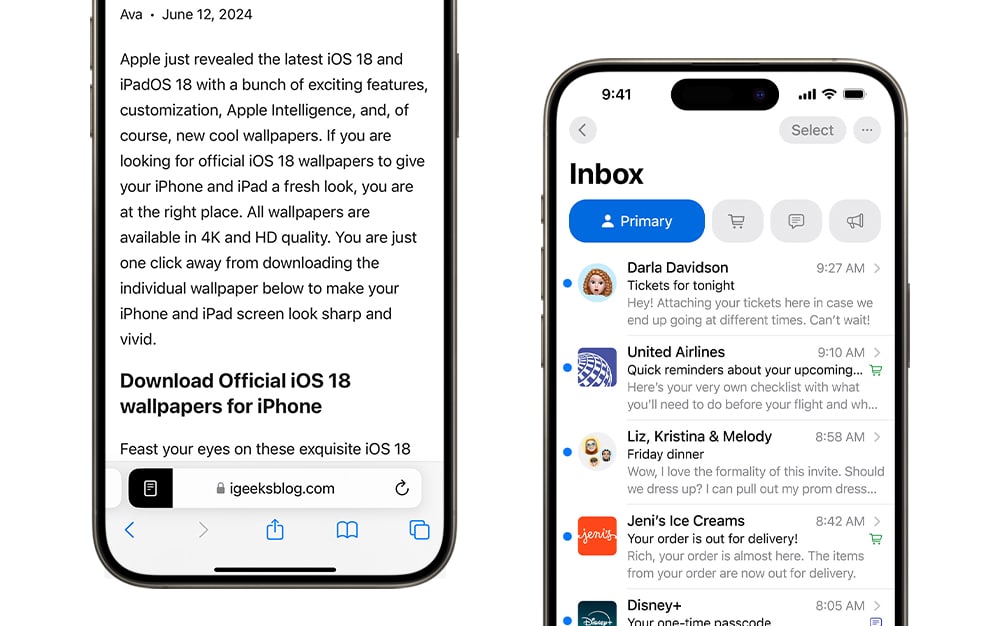 Safari highlight and Mail app customization feature