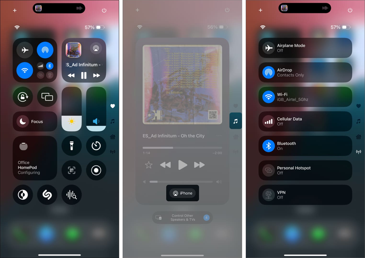 iOS 18-də iPhone-da İdarəetmə Mərkəzindən istifadə edin