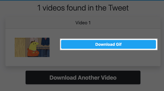 Download GIF button on the Twitter Video Downloader website to download a GIF on the desktop.