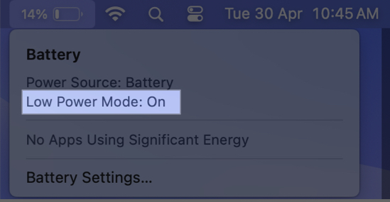 Confirm Mac is in Low Power Mode