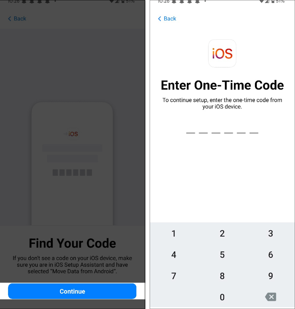 Prompt asking to enter one-time passcode from the iPhone to authenticate.