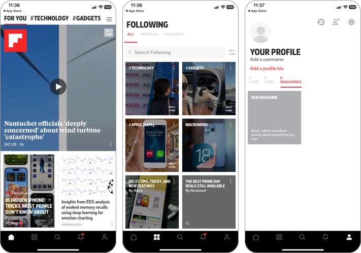 Flipboard iOS app on an iPhone