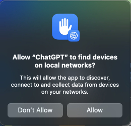 Grand access to ChatGPT Mac app.