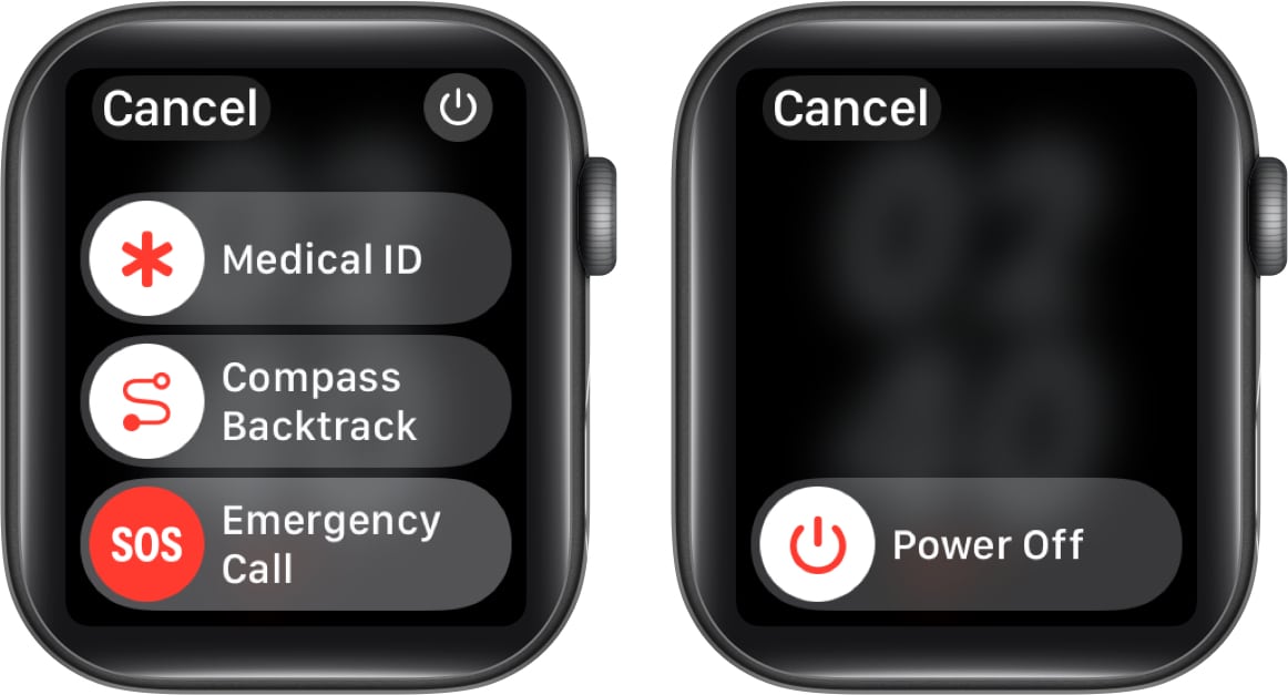 Power Off menu on Apple Watch.