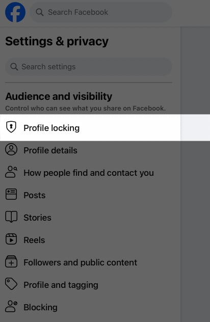 Select Profile locking from Audience and visibility section