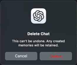 Select delete to delete chatgpt history