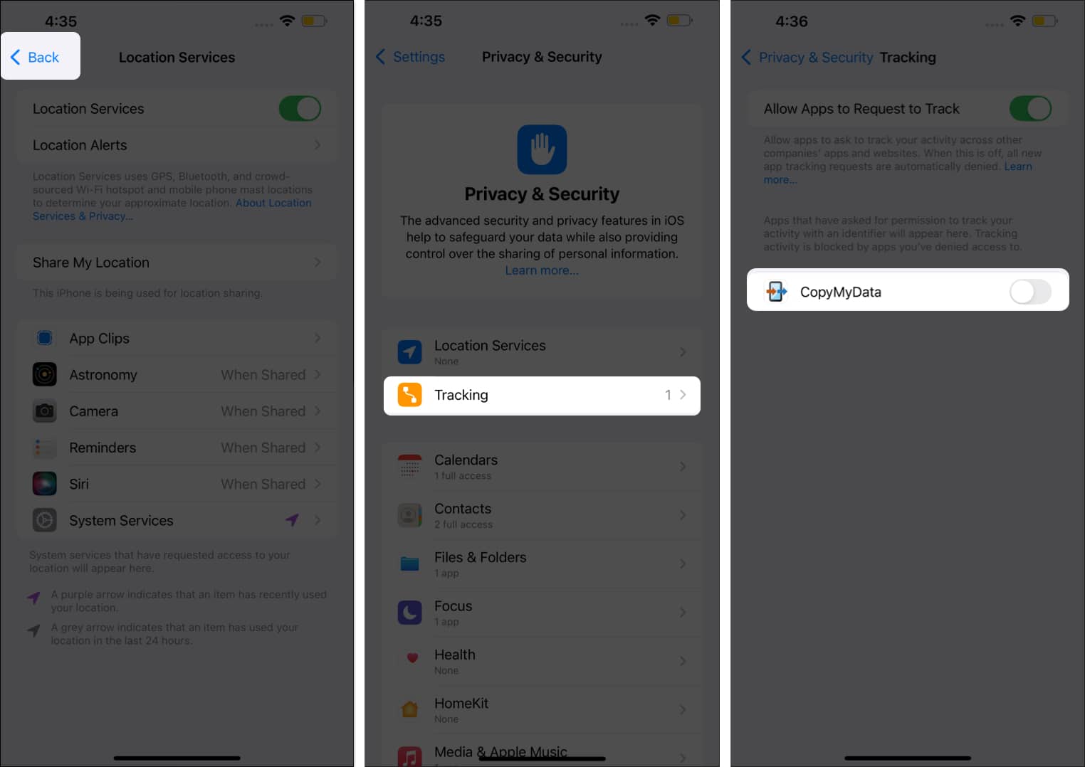 Toggle to disable app tracking in iOS Settings app