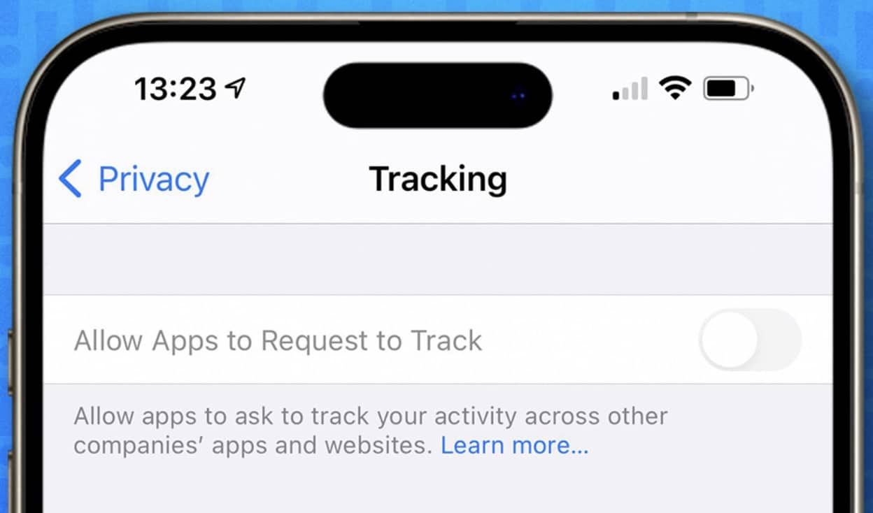 App tracking greyed out on iPhone