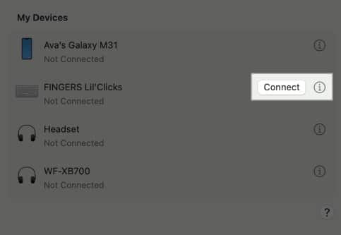 Connecting to an external keyboard in macOS System Settings