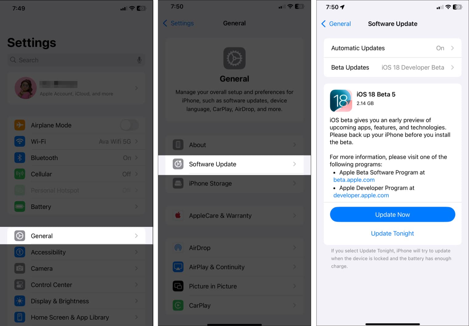 Mengemas kini iOS di iPhone