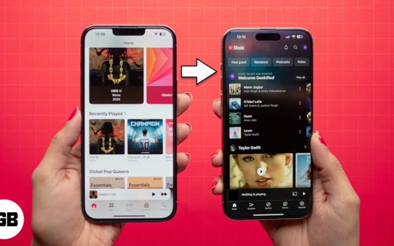 Apple Music and YouTube Music apps on iPhones