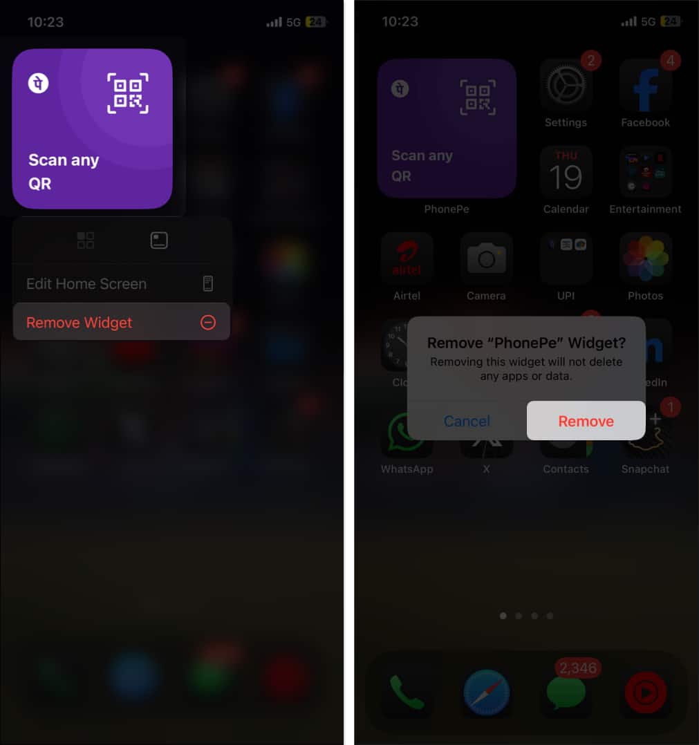 Remove Widgets from iPhone Home Screen