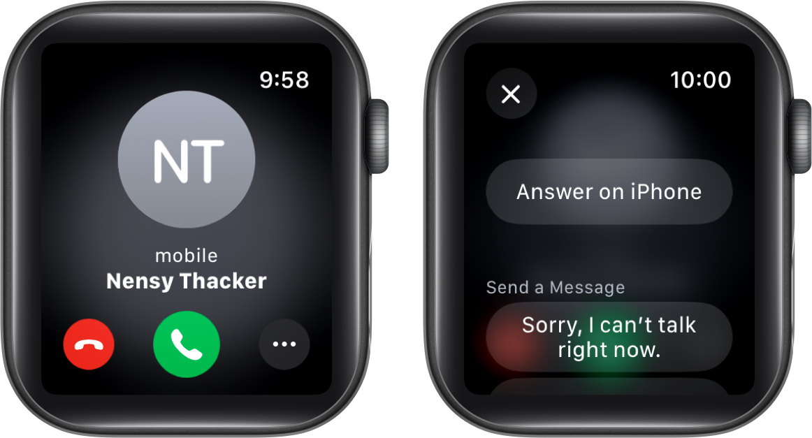 Tap on Answer on iPhone on Apple Watch