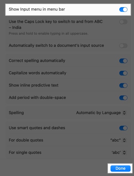 Enabling Show Input Menu in Menu Bar option on a Mac