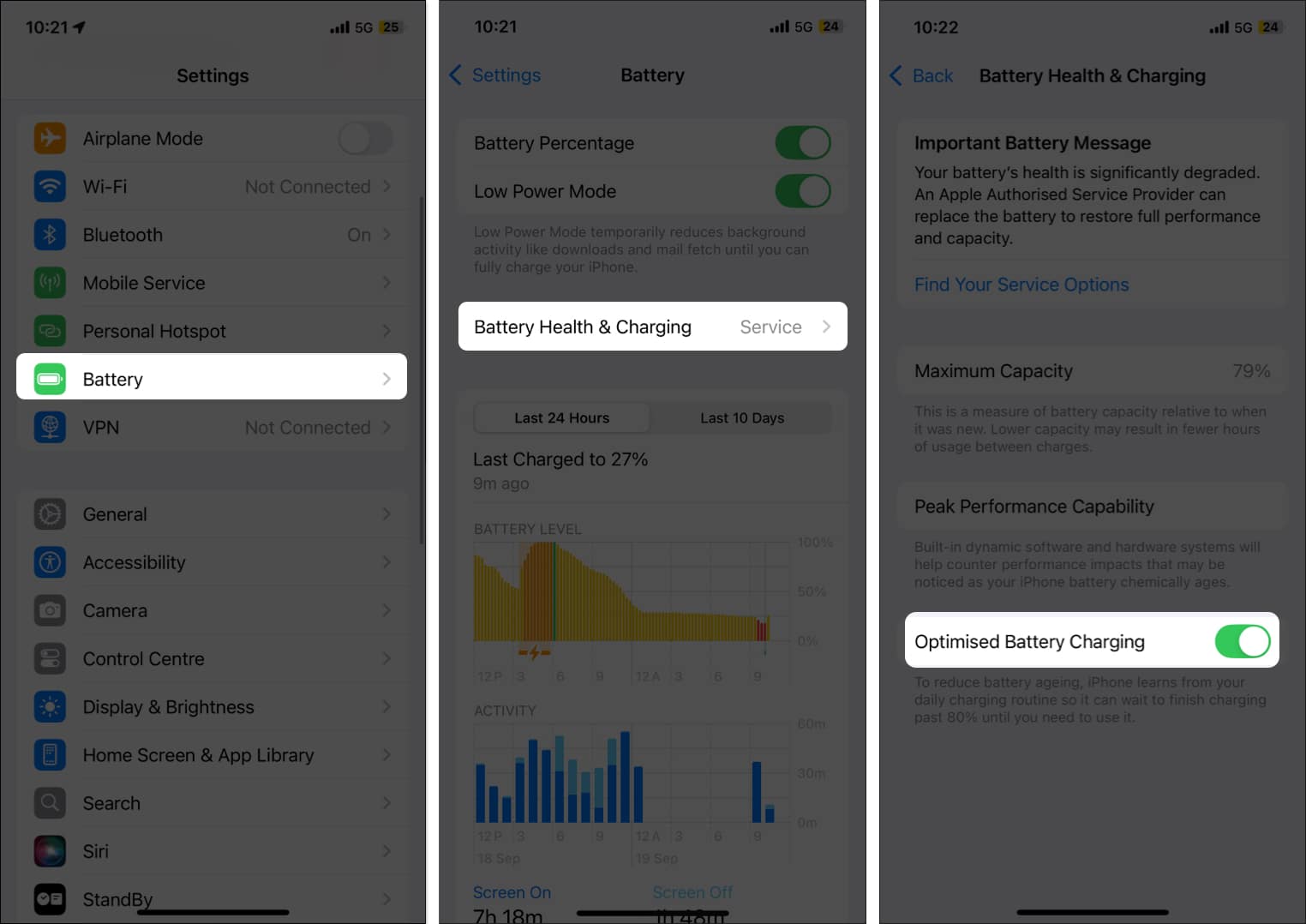 Turn on Optimized Battery Charging on iPhone