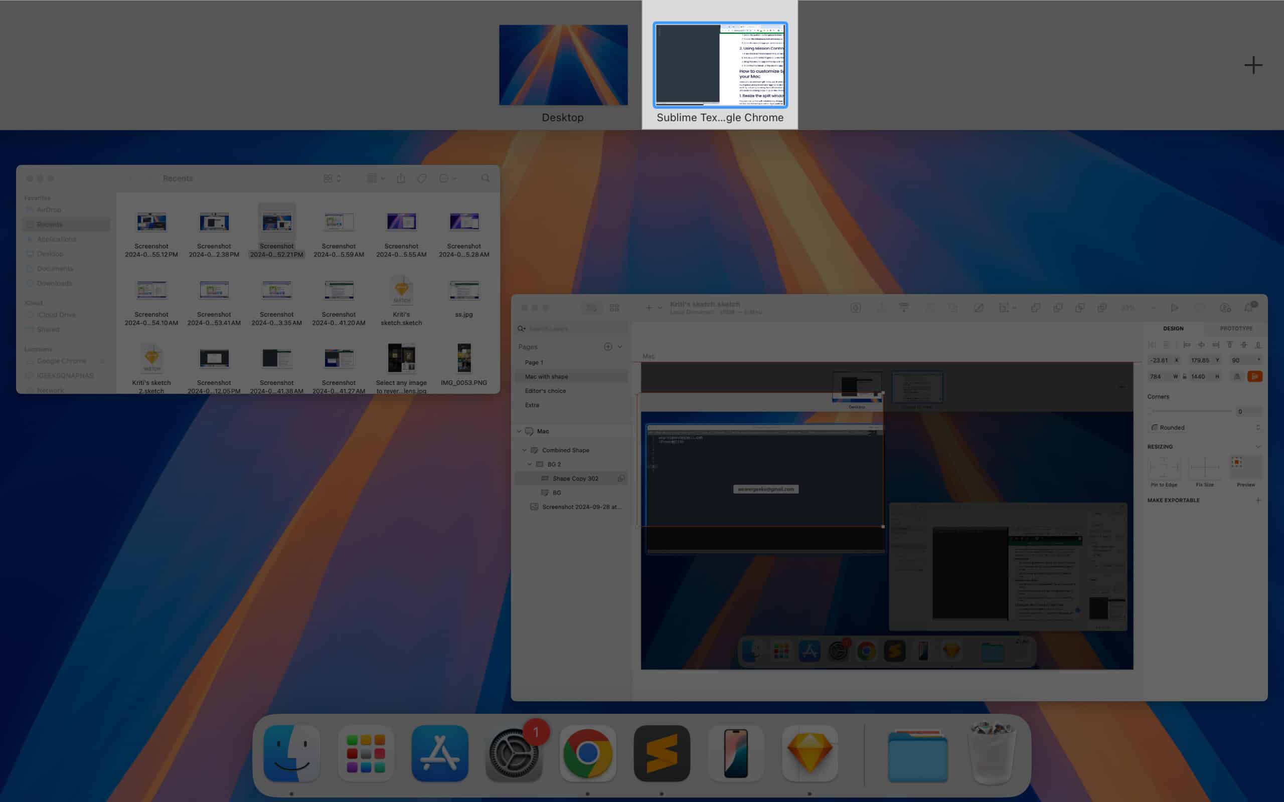 Click on the second app's thumbnail in Mission Control to open in Split View.