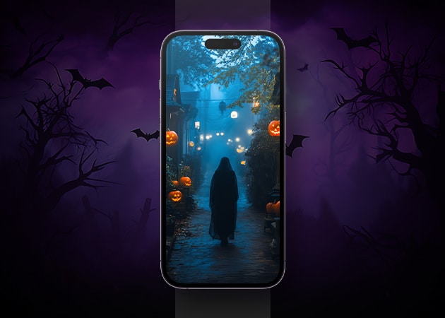 Haunted alley Halloween wallpaper