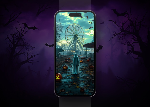 Haunted carnival creepy wallpaper for Halloween