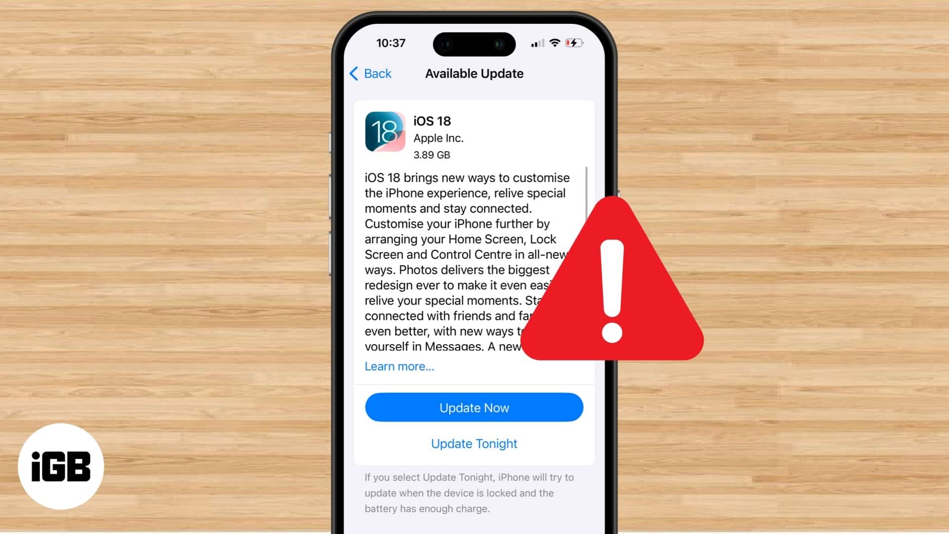 How to fix Unable to install iOS 18 update