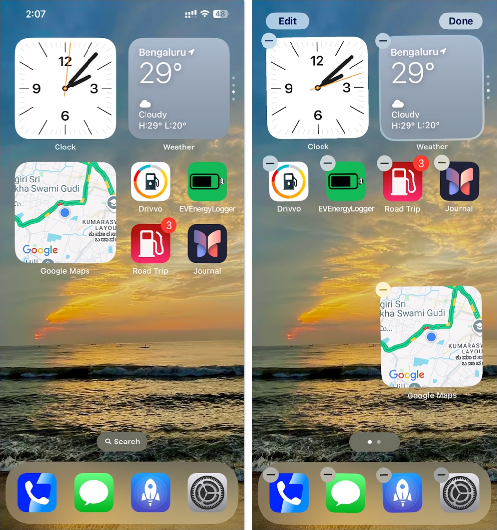 Ordna om widgets på iPhones startskärm