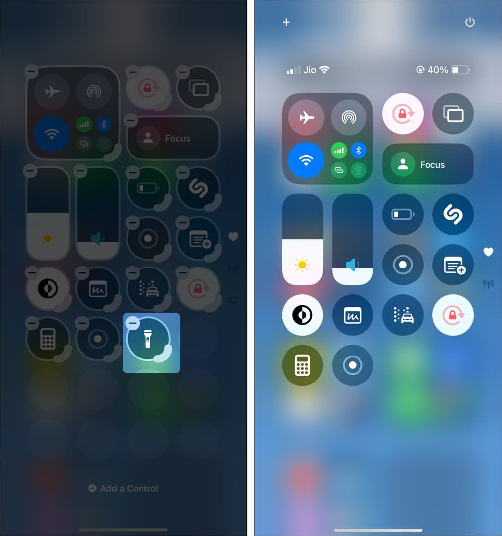 Remove Flashlight icon from Control Center