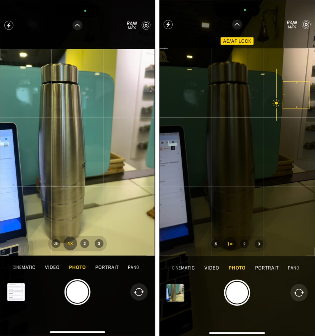 Manually adjusting the exposure in iOS Camera app