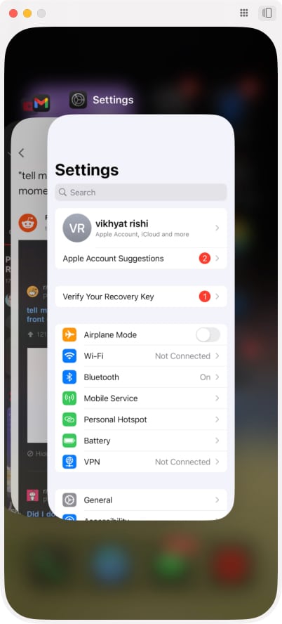 Switch apps using App Switcher on iPhone Mirroring app