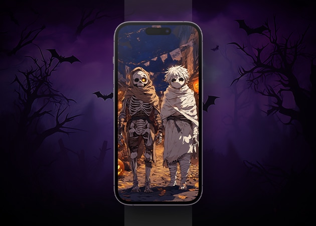 Zombed out animated Halloween wallpaper for iPhone