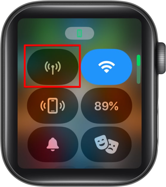 Cellular icon on Apple Watch Control center