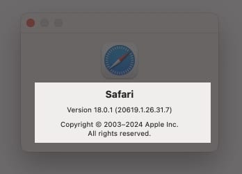 Zkontrolujte aktuální verzi Safari na Macu