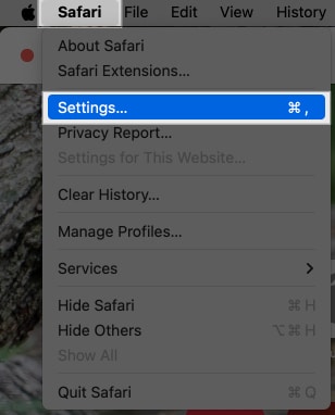 Accessing Safari Settings on a Mac