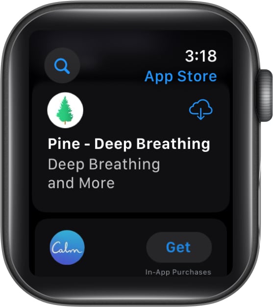 Finding and downloading an app from the Apple Watch App Store