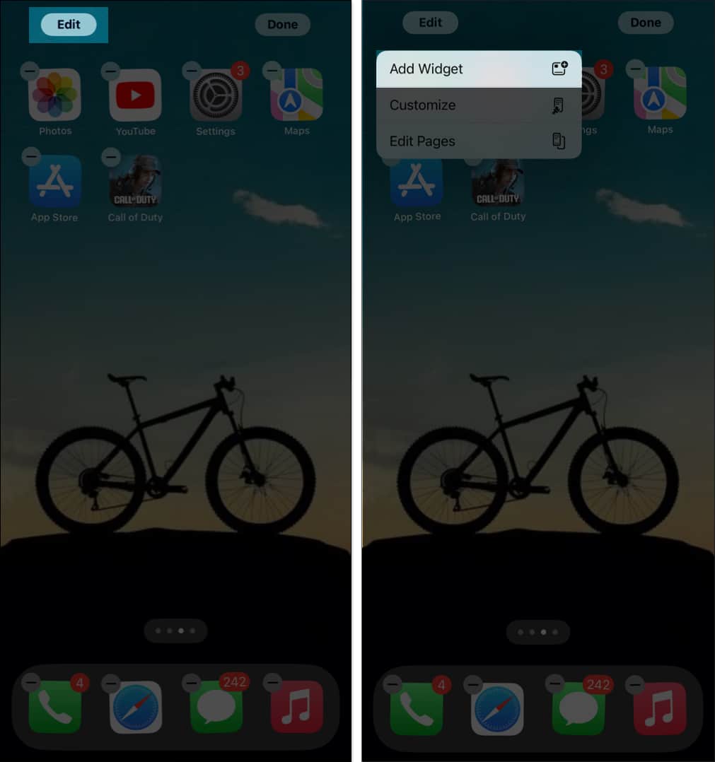 Lägga till en widget på en iPhone-startskärm