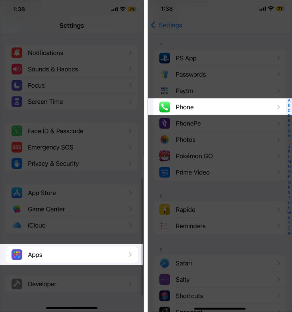 Přístup k nastavení aplikace Telefon v aplikaci Nastavení iOS