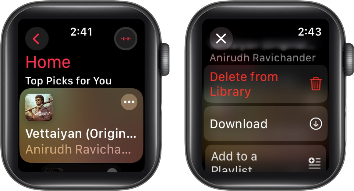 Downloading songs for offline access on the Apple Watch