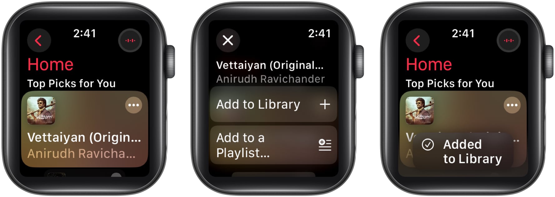 Lägga till musik till Apple Watch direkt på klockan