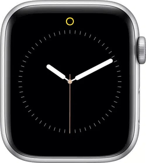 Yellow circle icon indicating low power mode on Apple Watch