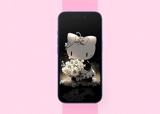 Černá tapeta Hello Kitty maketa pro iPhone