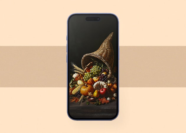 Classic cornucopia Thanksgiving iPhone wallpaper