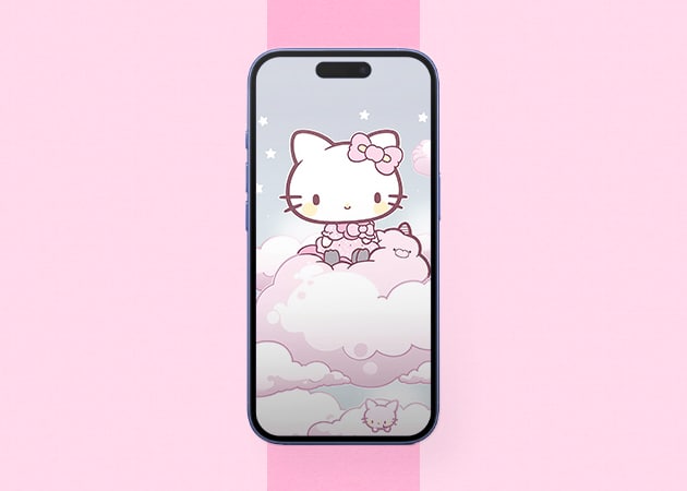 Cute and minimalistic Hello Kitty wallpaper iPhone mockup