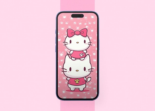 Růžové a bílé Hello Kitty pozadí maketa iPhone