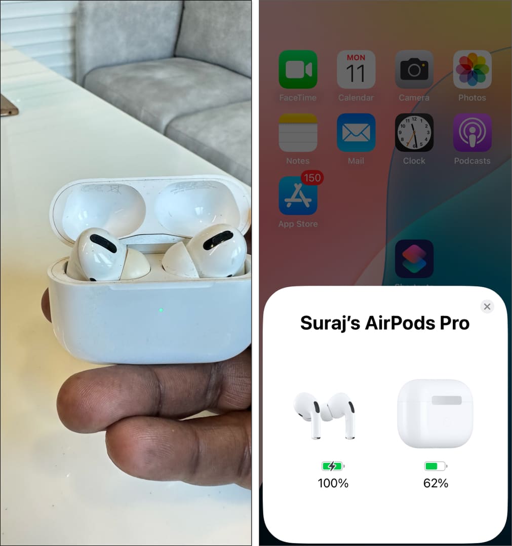 Kontrola výdrže baterie AirPods na iPhonu