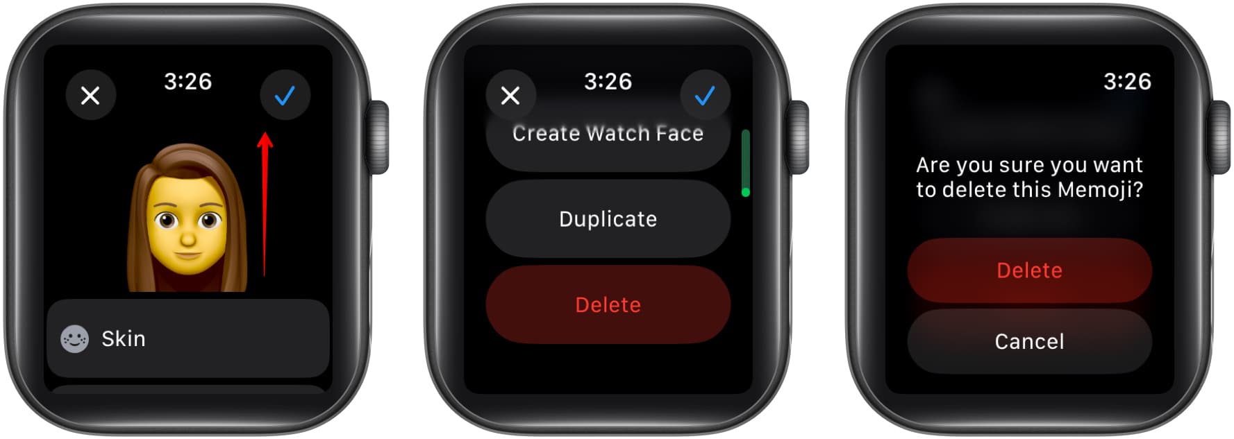 Ta bort ett memoji på en Apple Watch