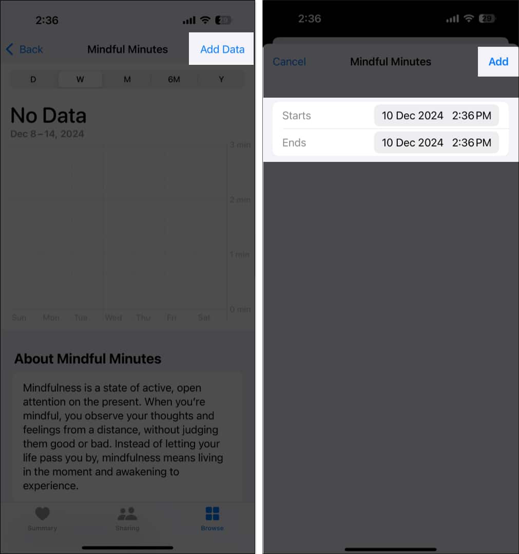 Logging meditation data in the iOS Health app