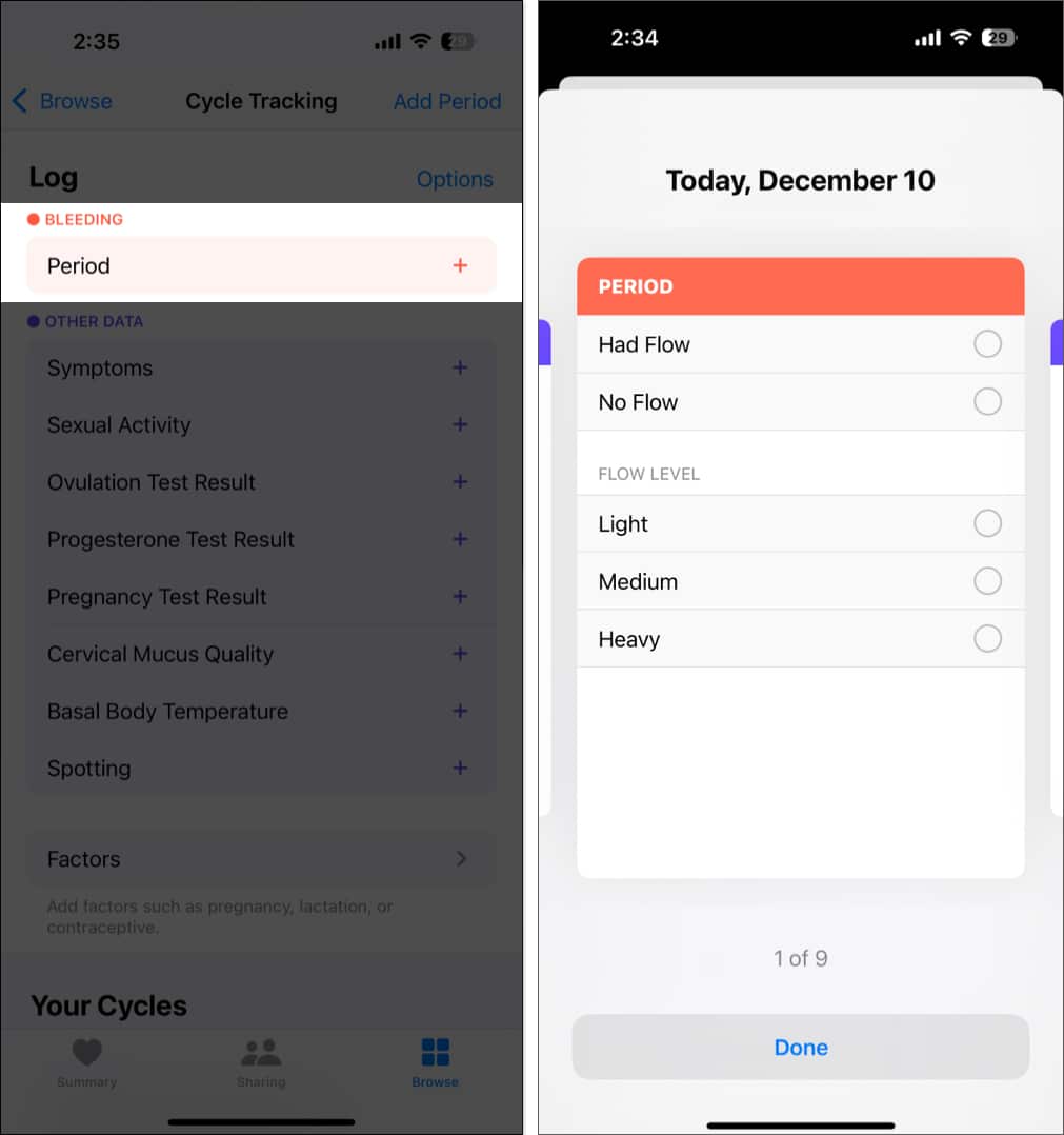 Adding period flow level in the Health app