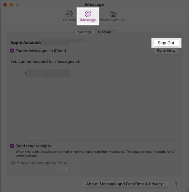 Logga ut från iMessage på en Mac